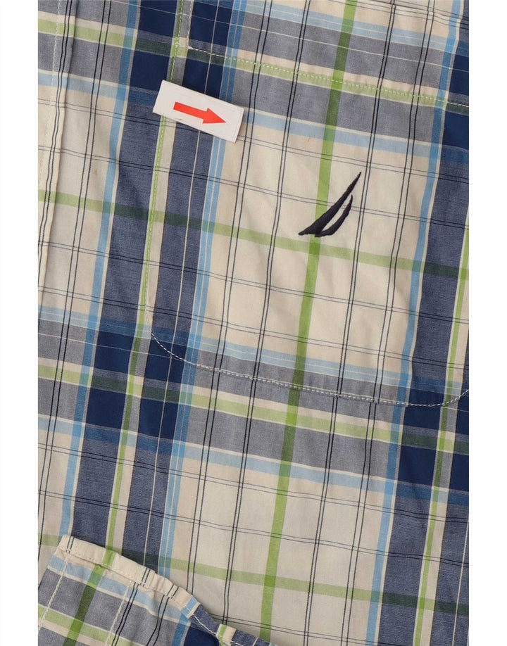 Nautica Chemise à manches courtes pour homme en coton à carreaux multicolores