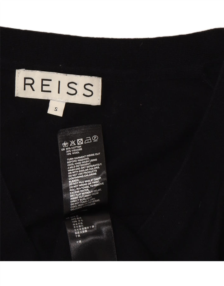 Reiss Hommes Cardigan Pull Petit Noir Coton