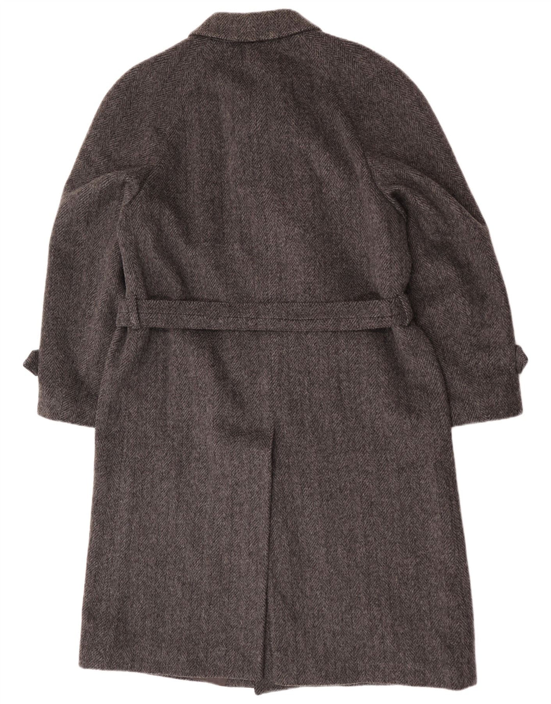 vintage Mens Overcoat EU 54 2XL Gris Chevrons