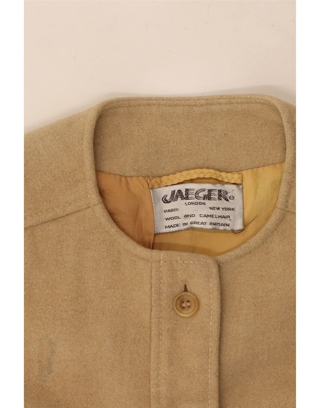 JAEGER Gilet utilitaire pour femme UK 10 Petite laine beige