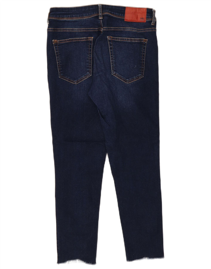 Zara Jean court effet vieilli pour femme EU 38 Small W28 L26 Bleu marine