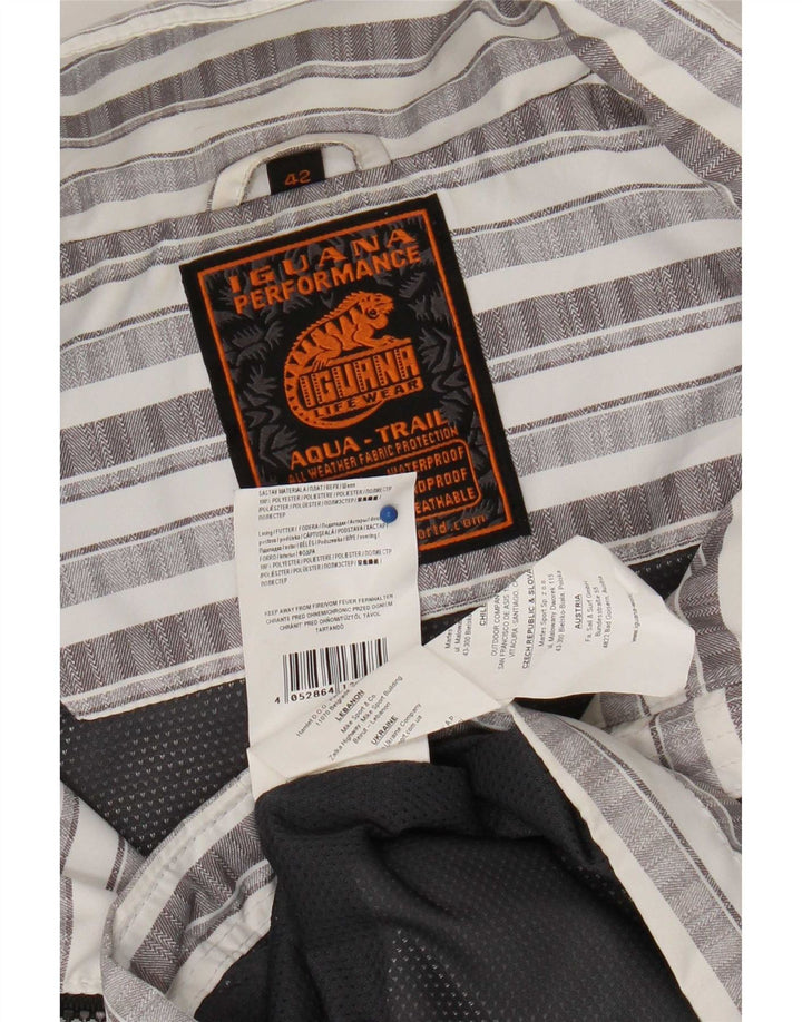 Iguana Veste de pluie à capuche pour homme UK 42 XL Gris Rayé Polyester