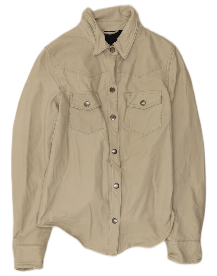 veste en cuir femme vintage EU 36 Petit Beige