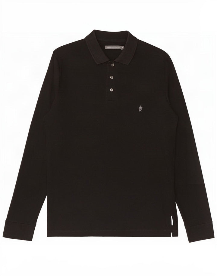 French Connection Polo à Manches Longues Homme Noir Moyen Coton