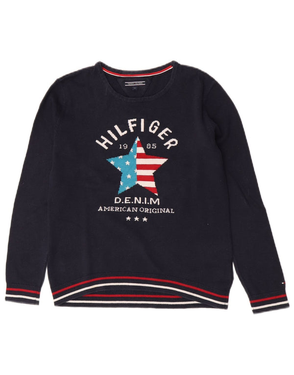 Tommy Hilfiger Pull graphique à col rond pour garçon 11-12 ans Bleu marine