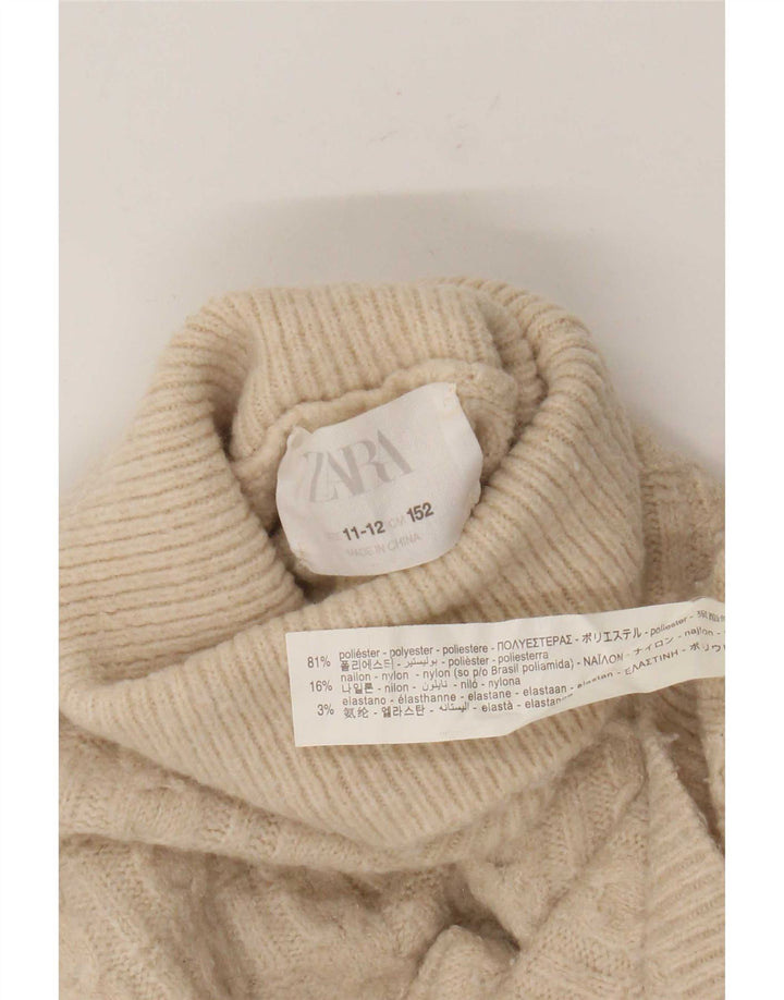 Zara Pull Col Roulé Fille 11-12 ans Beige Polyester
