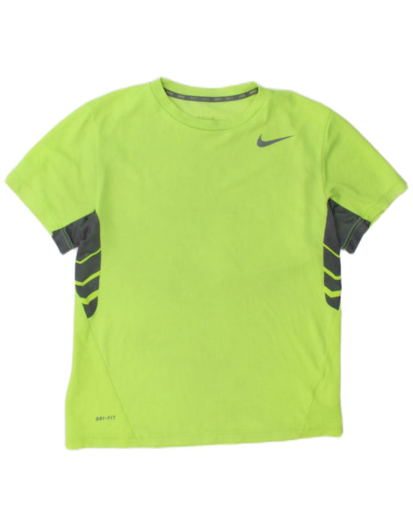 Nike Mens Dri Fit T-Shirt Top Medium Green Colourblock Polyester
