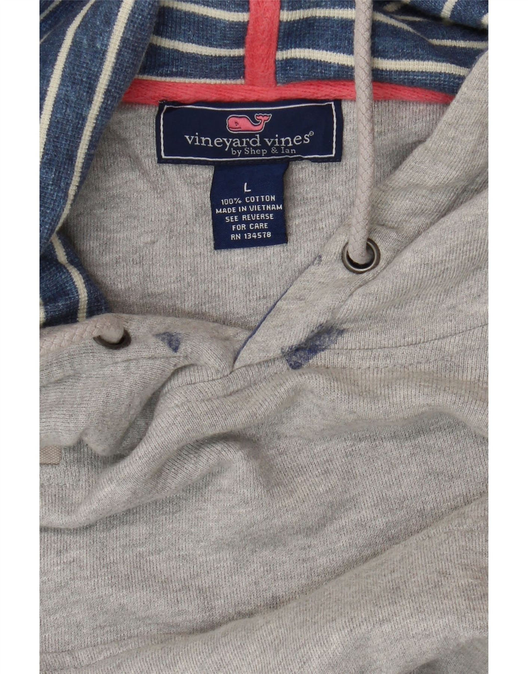 VINEYARD VINES Pull à capuche pour homme Large Gris Coton