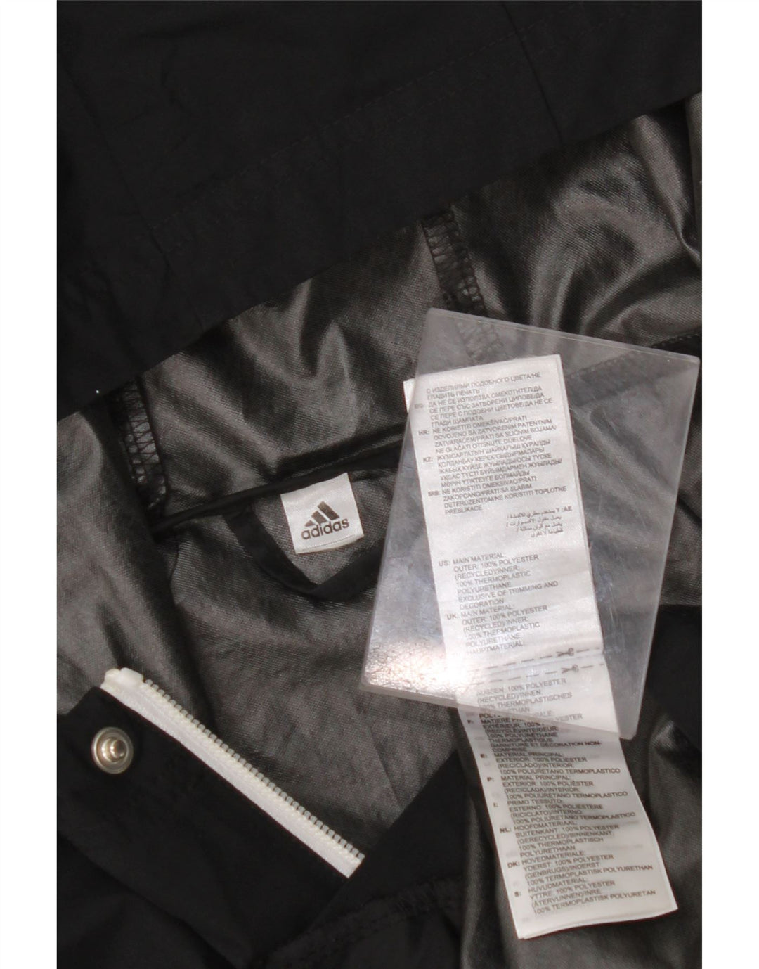 ADIDAS Veste de pluie à capuche pour homme UK 38 Medium Noir Polyester