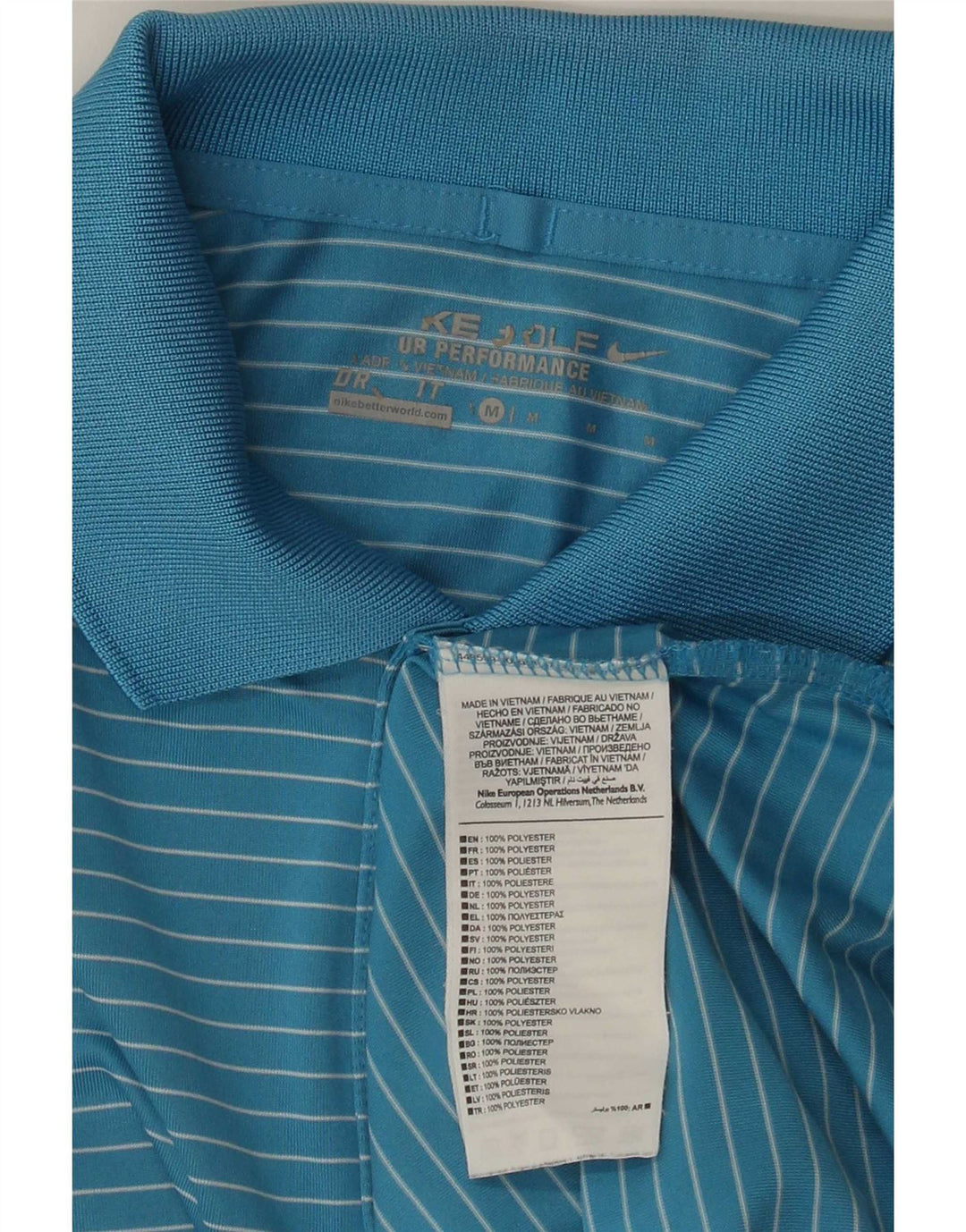 Nike Polo Dri Fit pour homme en polyester à fines rayures bleu moyen