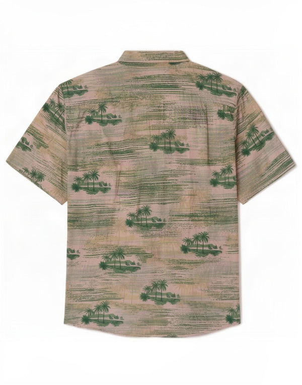 Vintage hommes graphique chemise à manches courtes 2XL vert coton hawaïen