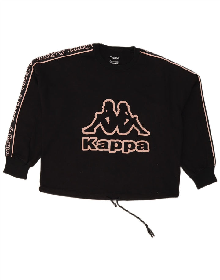 Kappa Womens Tezenis Graphic Sweatshirt Jumper UK 12 Moyen Noir