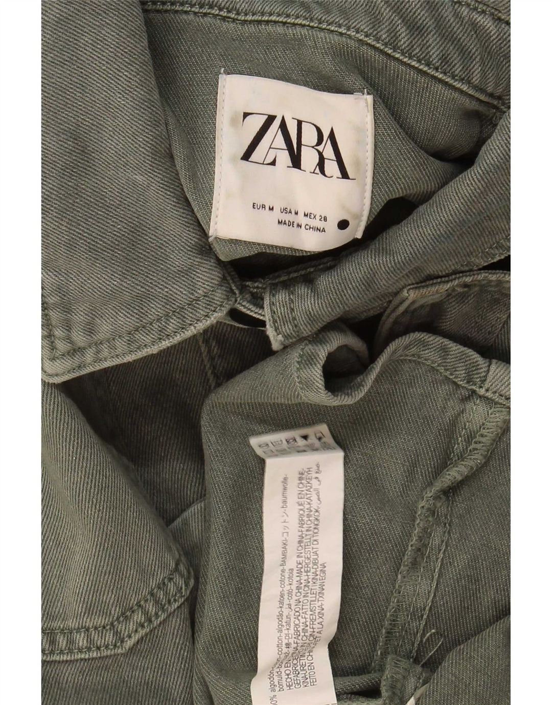 Zara Veste en jean pour femme UK 14 Coton kaki moyen
