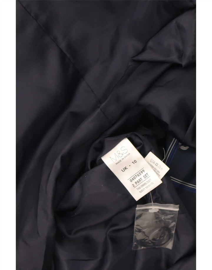 Marks & Spencer Trench-Coat Femme UK 10 Petit Bleu Marine à Carreaux Polyester