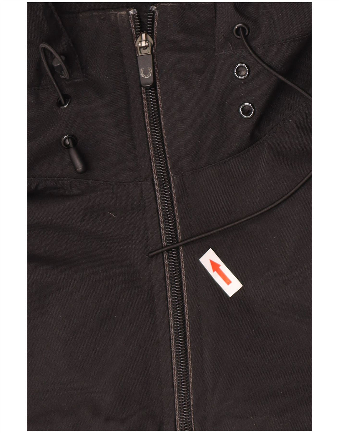 Fred Perry Veste de pluie surdimensionnée à capuche pour femme UK 16 Large Noir Nylon