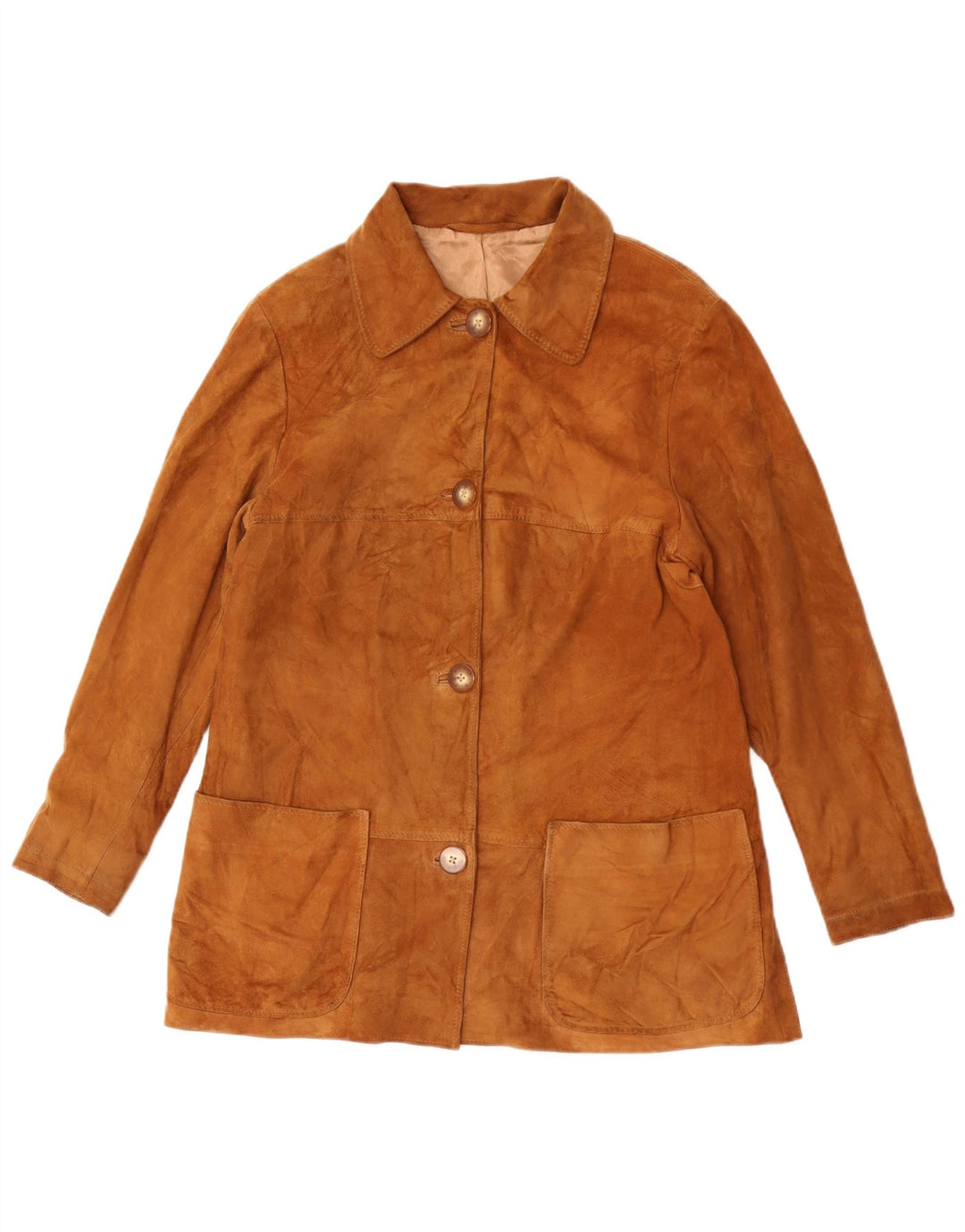 veste en daim femme vintage UK 12 Brun moyen