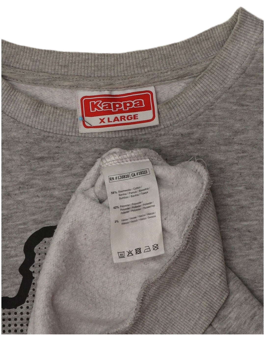 Kappa Homme Graphic Sweatshirt Jumper XL Gris Moucheté Coton