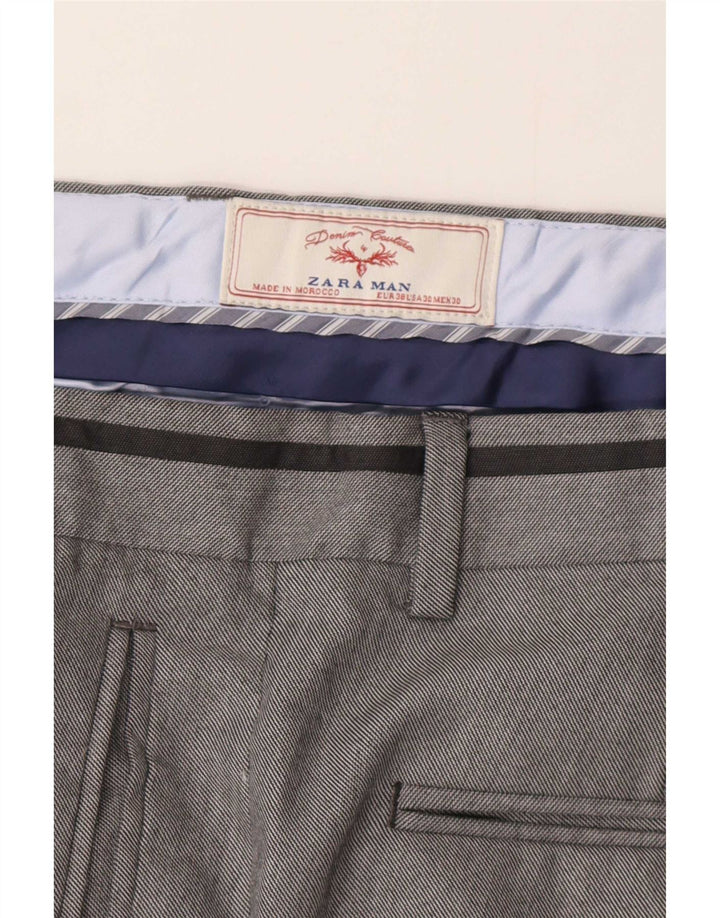 Zara Pantalon Chino Slim Homme EU 38 Medium W30 L33 Gris Polyester