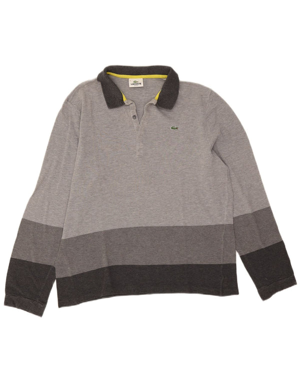 Lacoste Polo Slim Fit à manches longues pour homme Taille 7 2XL Gris Colorblock