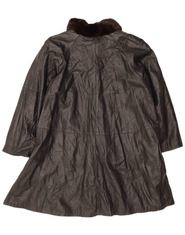 manteau en cuir surdimensionné femme vintage IT 46 Grand cuir noir