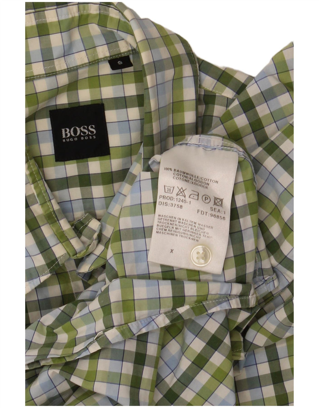 HUGO BOSS Chemise à petits carreaux en coton vert homme