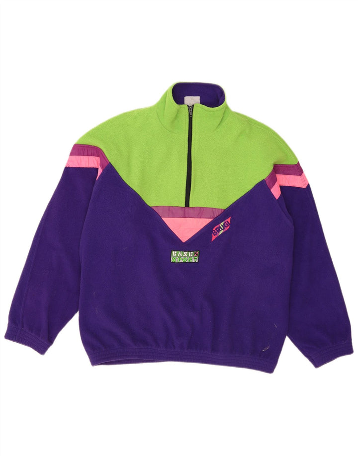 Brugi Pull polaire à col zippé pour homme en polyester color block violet moyen