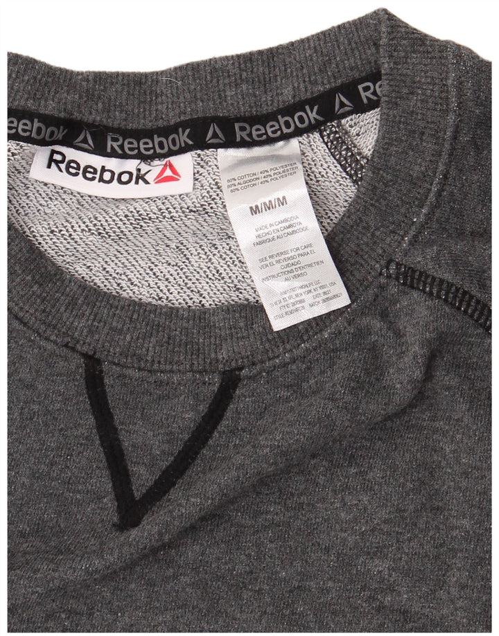 REEBOK Sweat-Shirt Graphique Homme Gris Moyen Coton