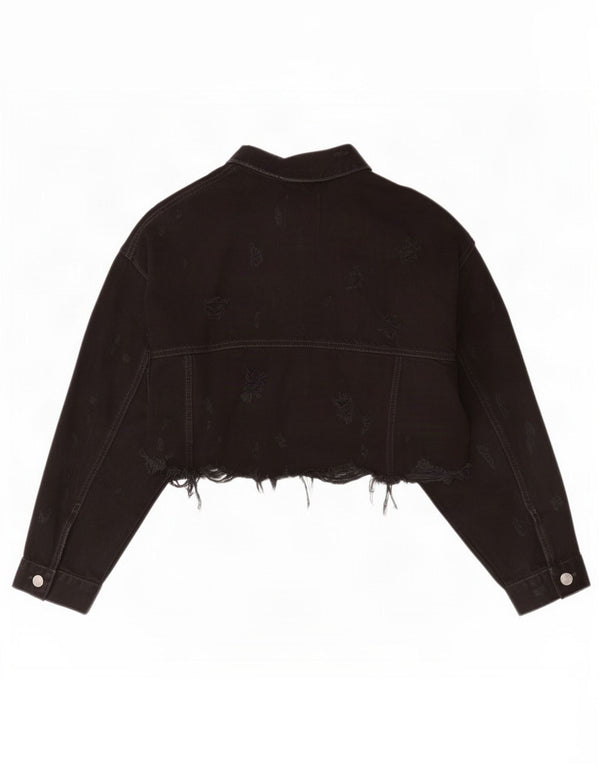 Zara Veste en jean courte pour femme UK 12 Noir moyen