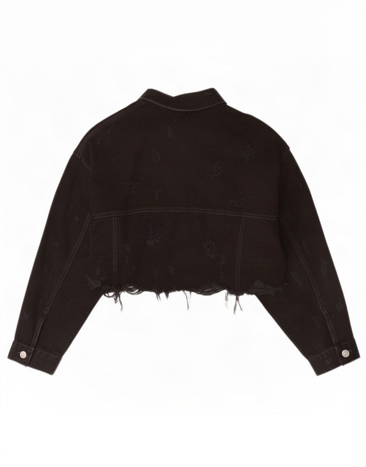 Zara Veste en jean courte pour femme UK 12 Noir moyen