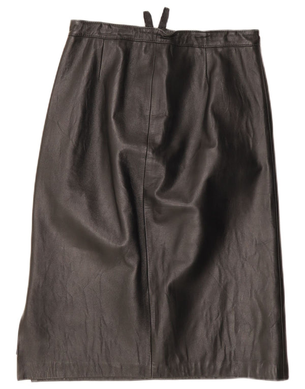 Vintage Womens Leather Skirt W28 Medium Black