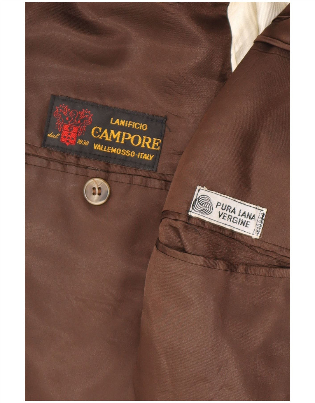 Lanificio Campore Veste Blazer 2 Boutons pour Homme UK 40 Grand Pied-de-Poule Marron