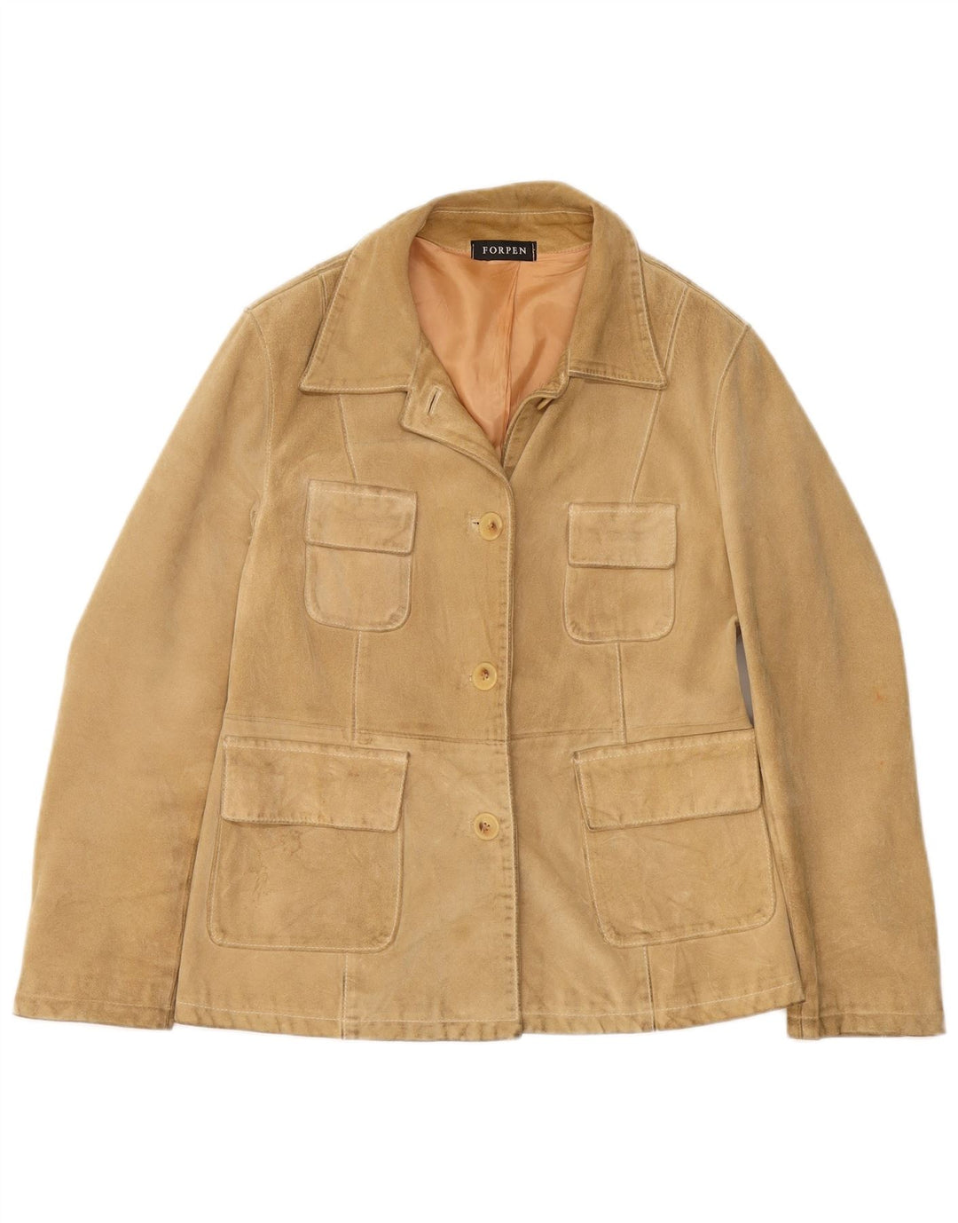 veste en daim femme vintage UK 8 Petit Beige