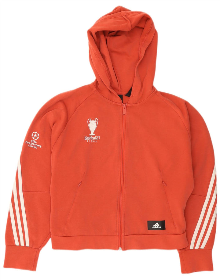ADIDAS Pull à capuche zippé surdimensionné Istanbul pour femme UK 8/10 Petit Orange
