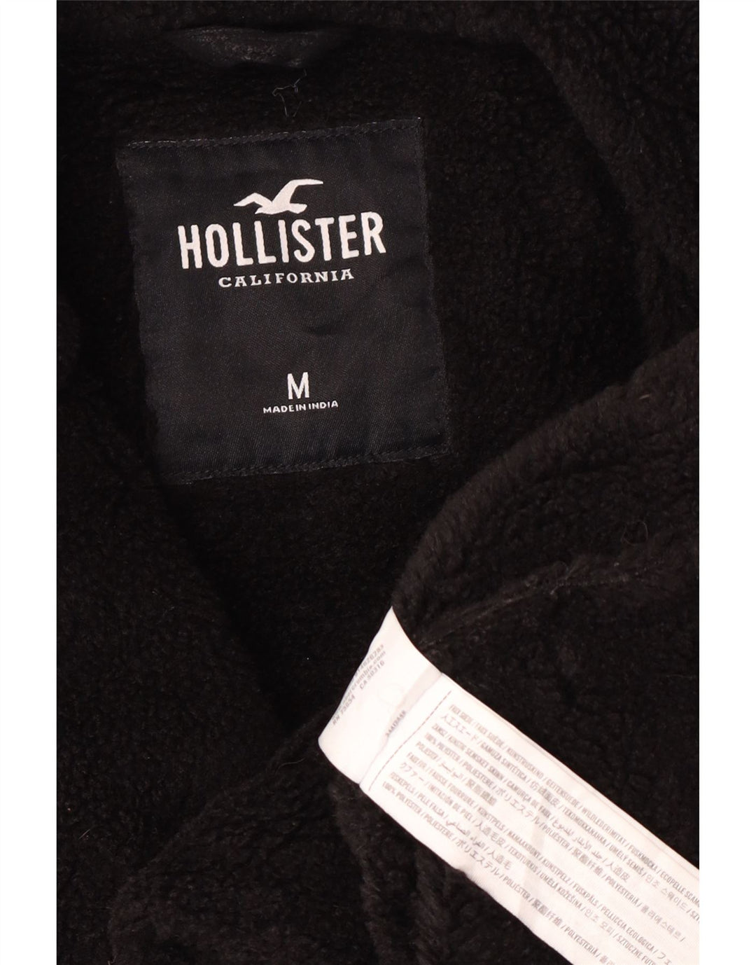 Hollister Manteau Sherpa Femme UK 14 Medium Noir Polyester