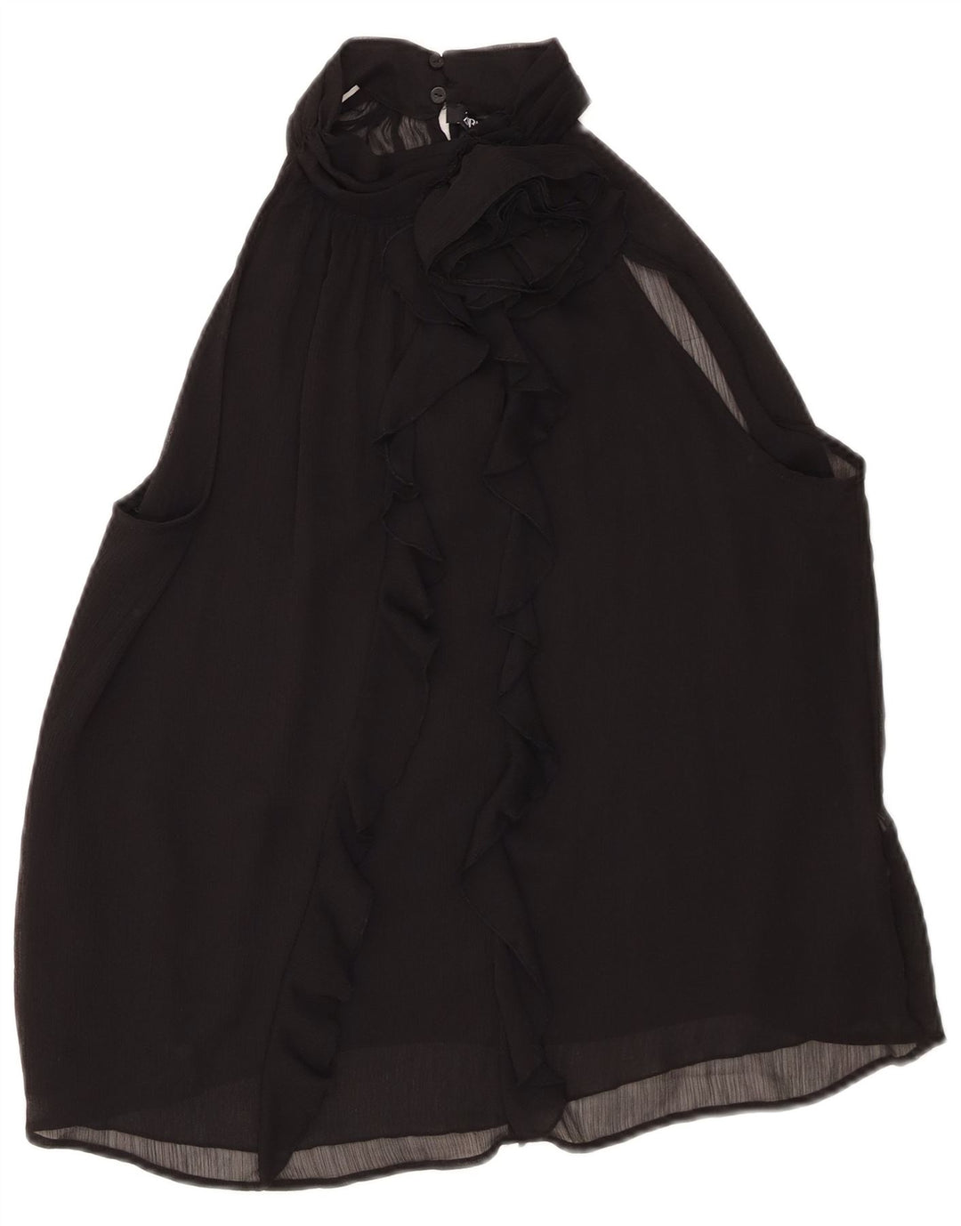 Zara Haut dos nu à volants pour femme UK 16 Large Noir Polyester