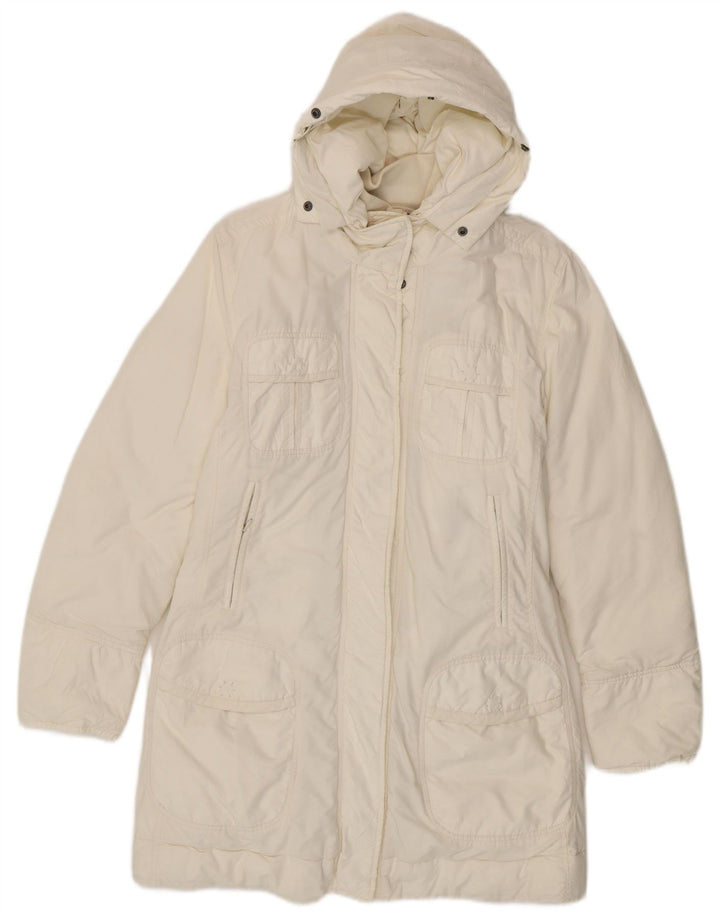 Playlife Manteau rembourré à capuche pour femme UK 14 en coton blanc moyen