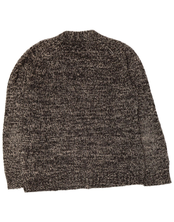 Zara Womens Cardigan Sweater UK 14 Medium Noir Moucheté Coton