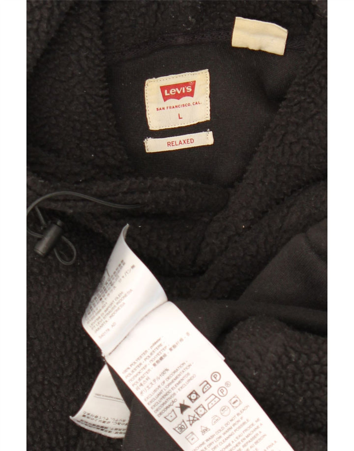 LEVI'S Pull polaire à capuche décontracté pour homme, grand, noir, polyester