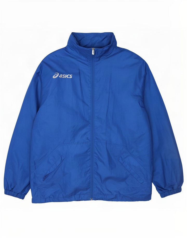Asics Veste de pluie à capuche pour homme UK 40 Large Bleu Polyester