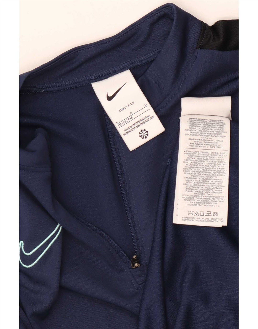 Nike Haut de survêtement Dri Fit pour garçon 6-7 ans Bleu marine Taille L