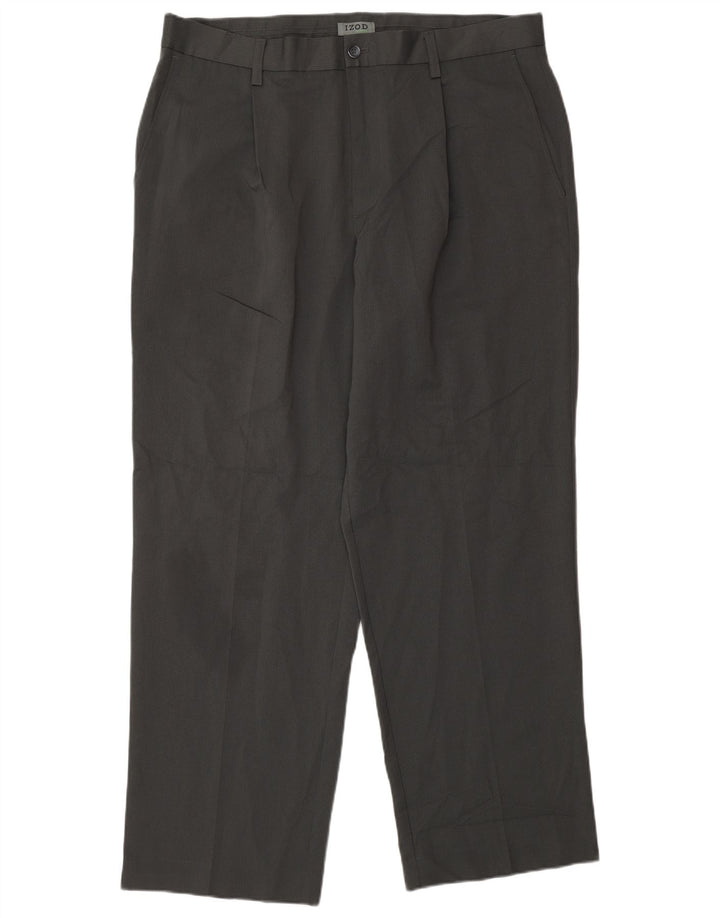 Izod Pantalon de Costume Droit Homme W36 L30 Gris Polyester