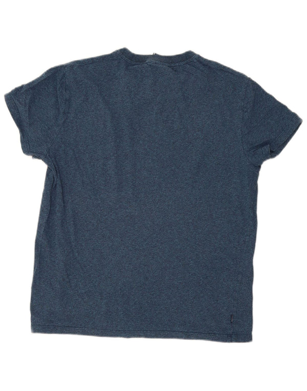 Superdry Homme T-Shirt Top Large Bleu Moucheté Coton