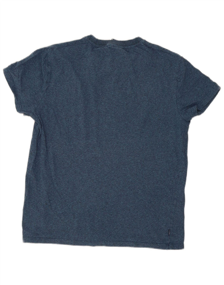 Superdry Homme T-Shirt Top Large Bleu Moucheté Coton