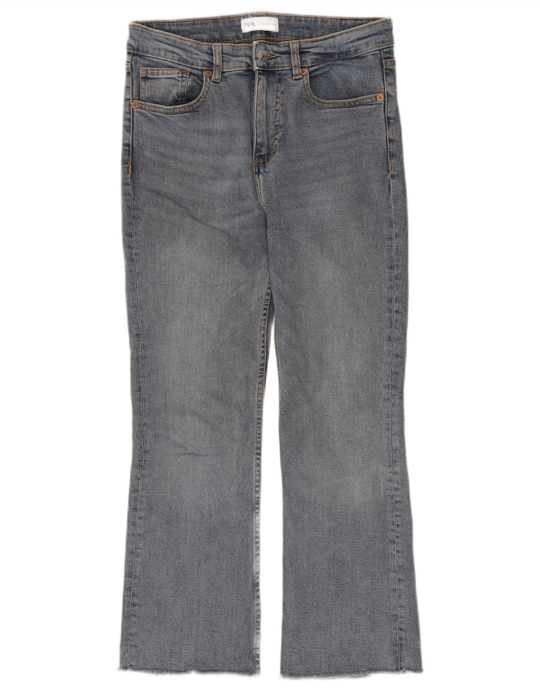Zara Womens Crop Bootcut Jeans EU 38 Small W28 L26 Bleu Coton
