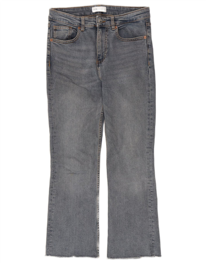 Zara Womens Crop Bootcut Jeans EU 38 Small W28 L26 Bleu Coton