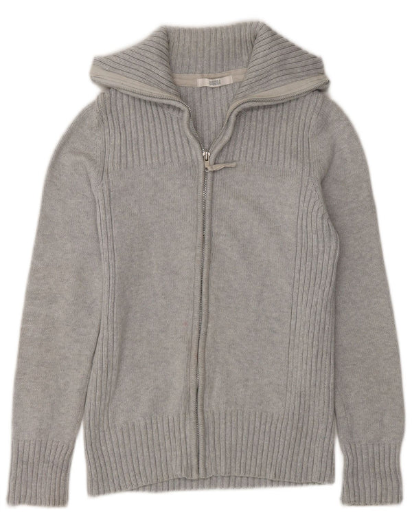 Marks & Spencer Cardigan zippé pour femme en coton gris moyen UK 12