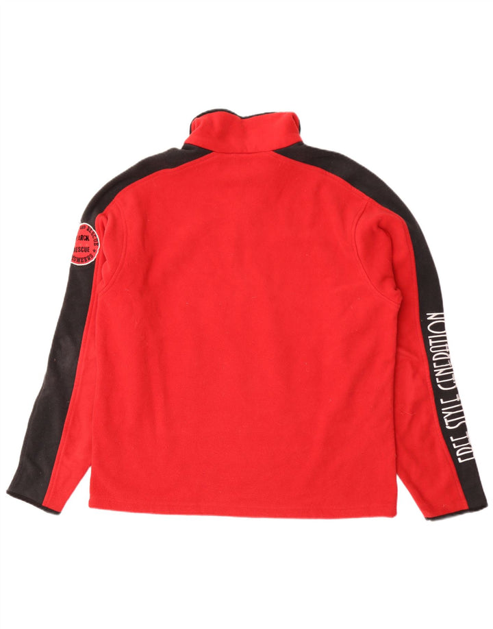 Danilo Trevigliani Pull polaire graphique pour homme Large Rouge Colourblock
