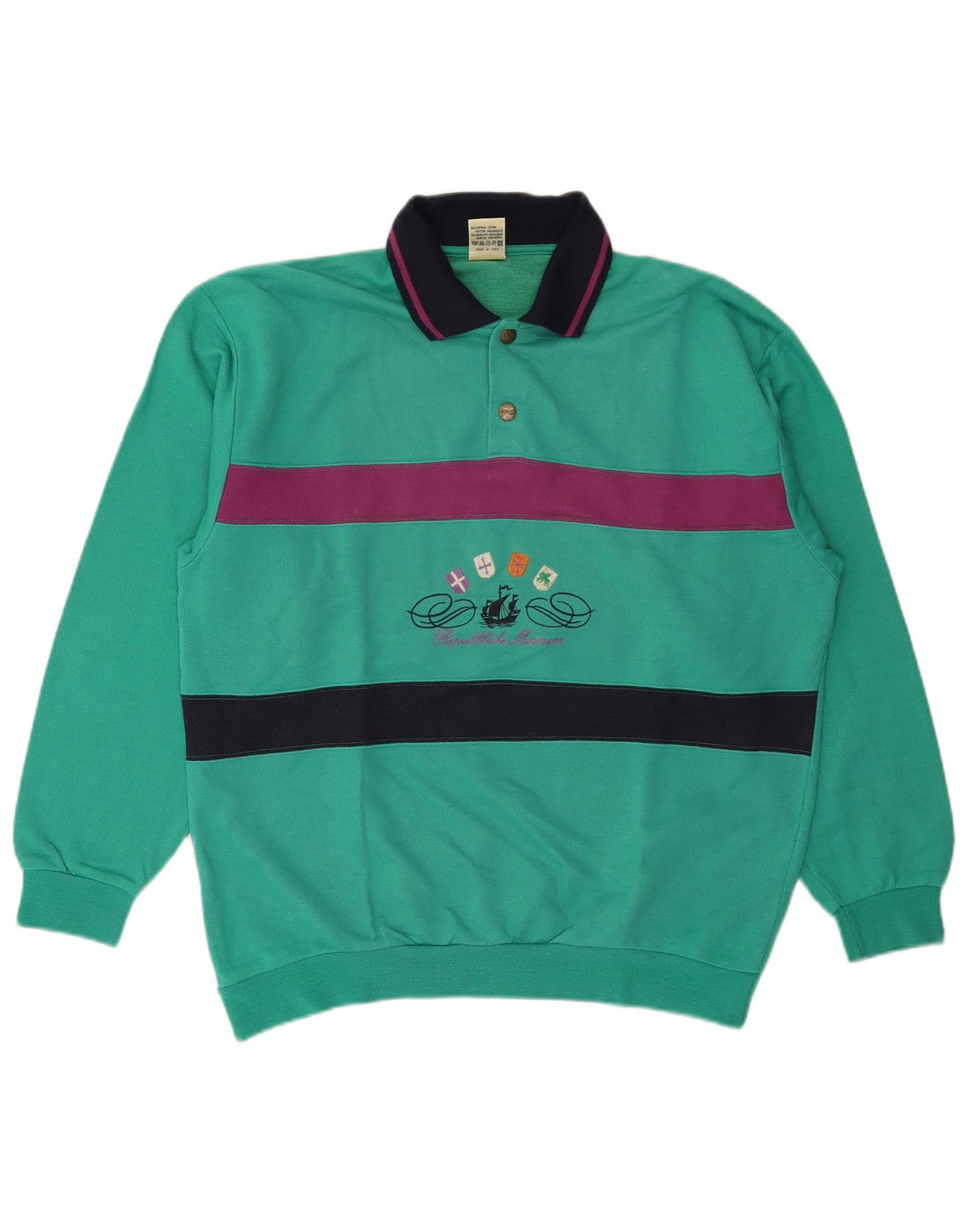 Campagnolo Sweat-shirt pour homme UK 40 Medium Turquoise Colourblock