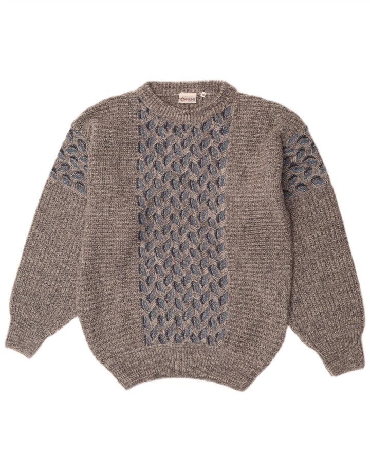 Fiume Pull Col Bateau Homme IT 48 Gris Moyen Floral