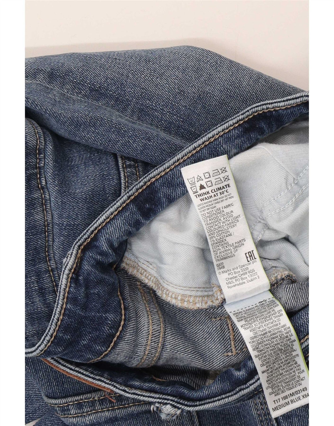 Marks & Spencer Jean droit homme W34 L31 bleu coton